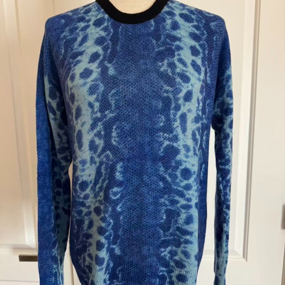 Equipment Blue Python Skin Pattern Cashmere Sweat… - image 1